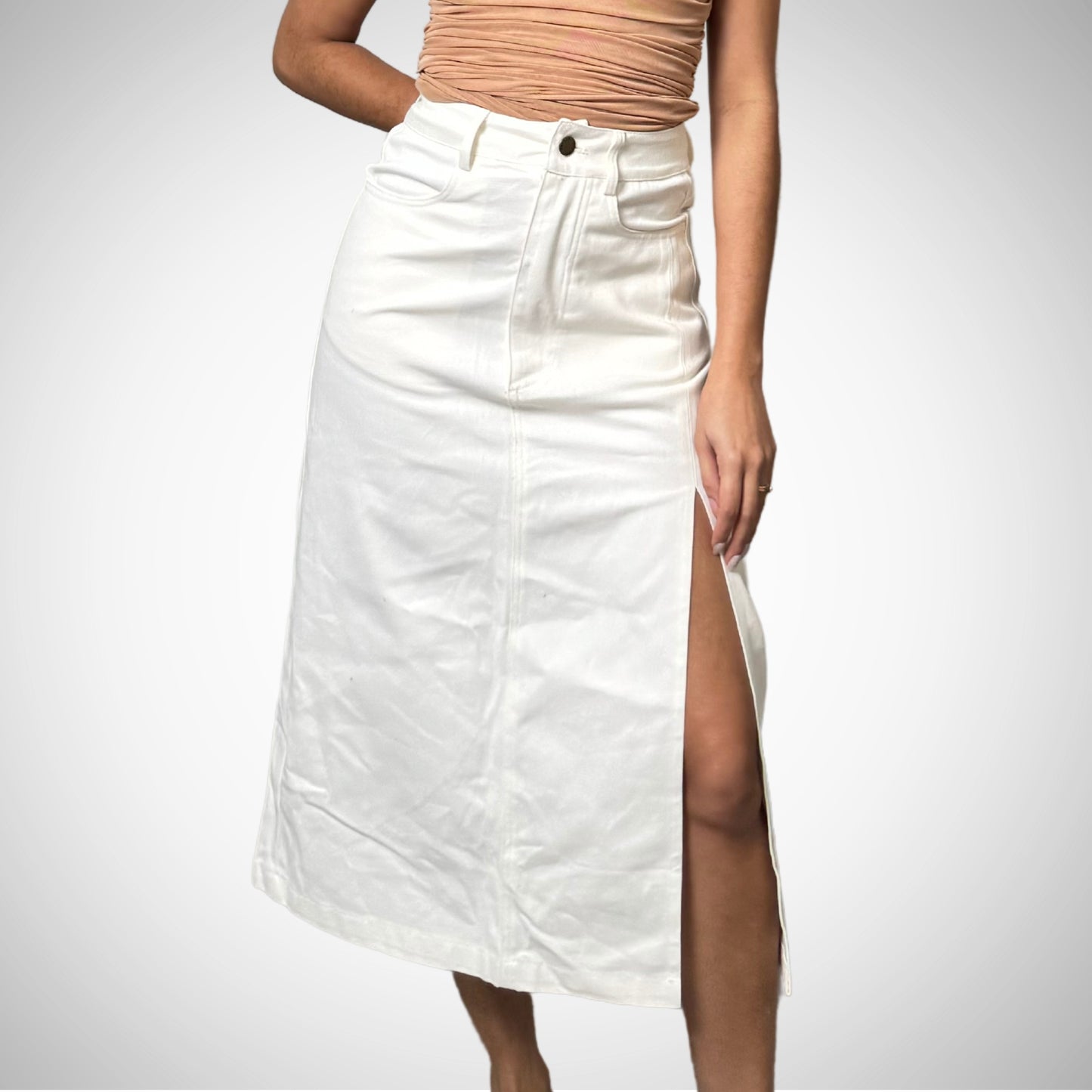 White Denim Skirt