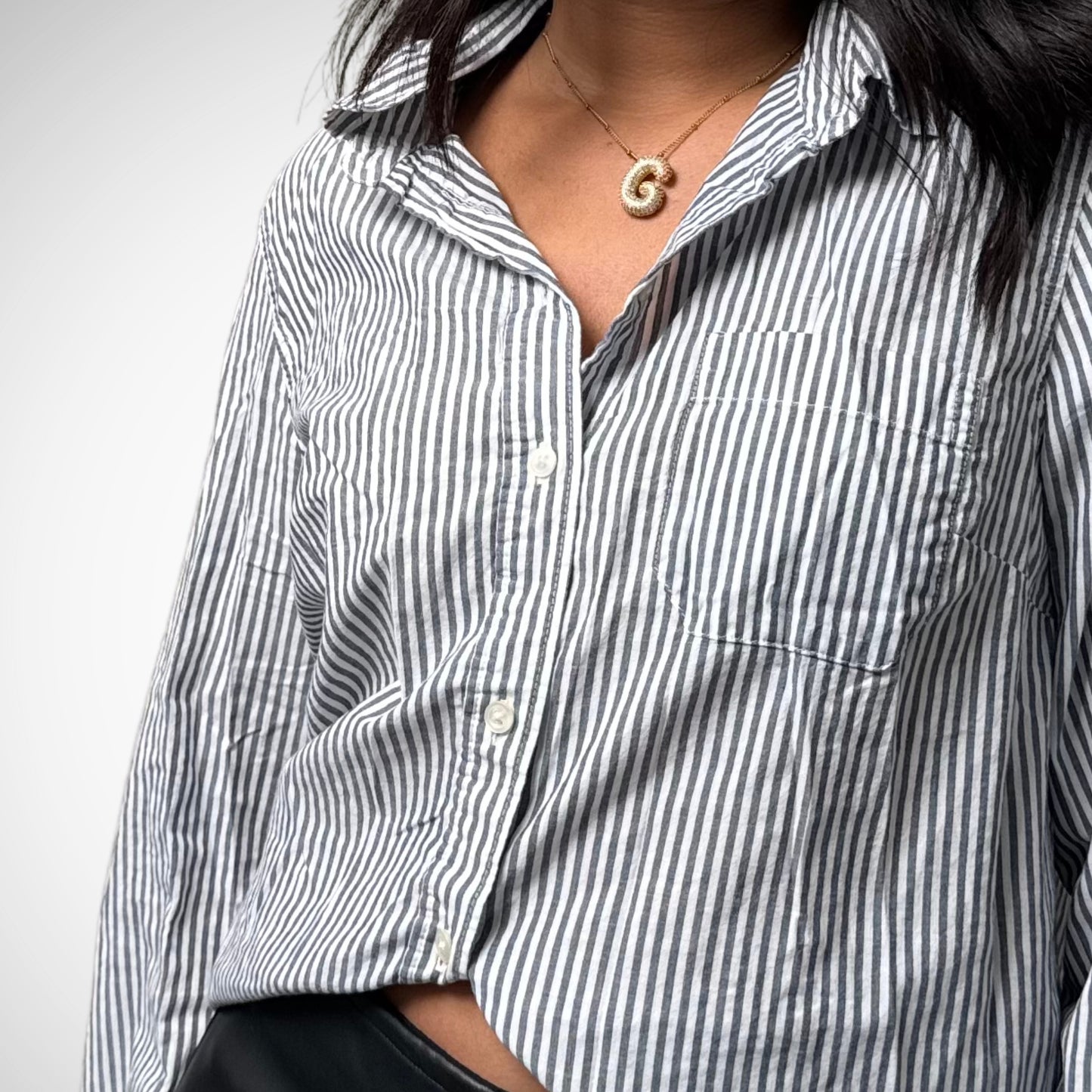 Grey Stripes Camisa de Botones