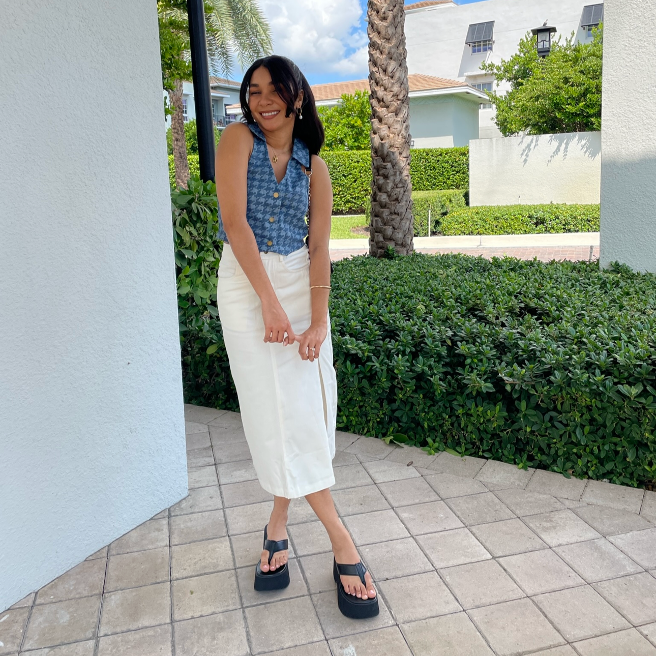 White Denim Skirt