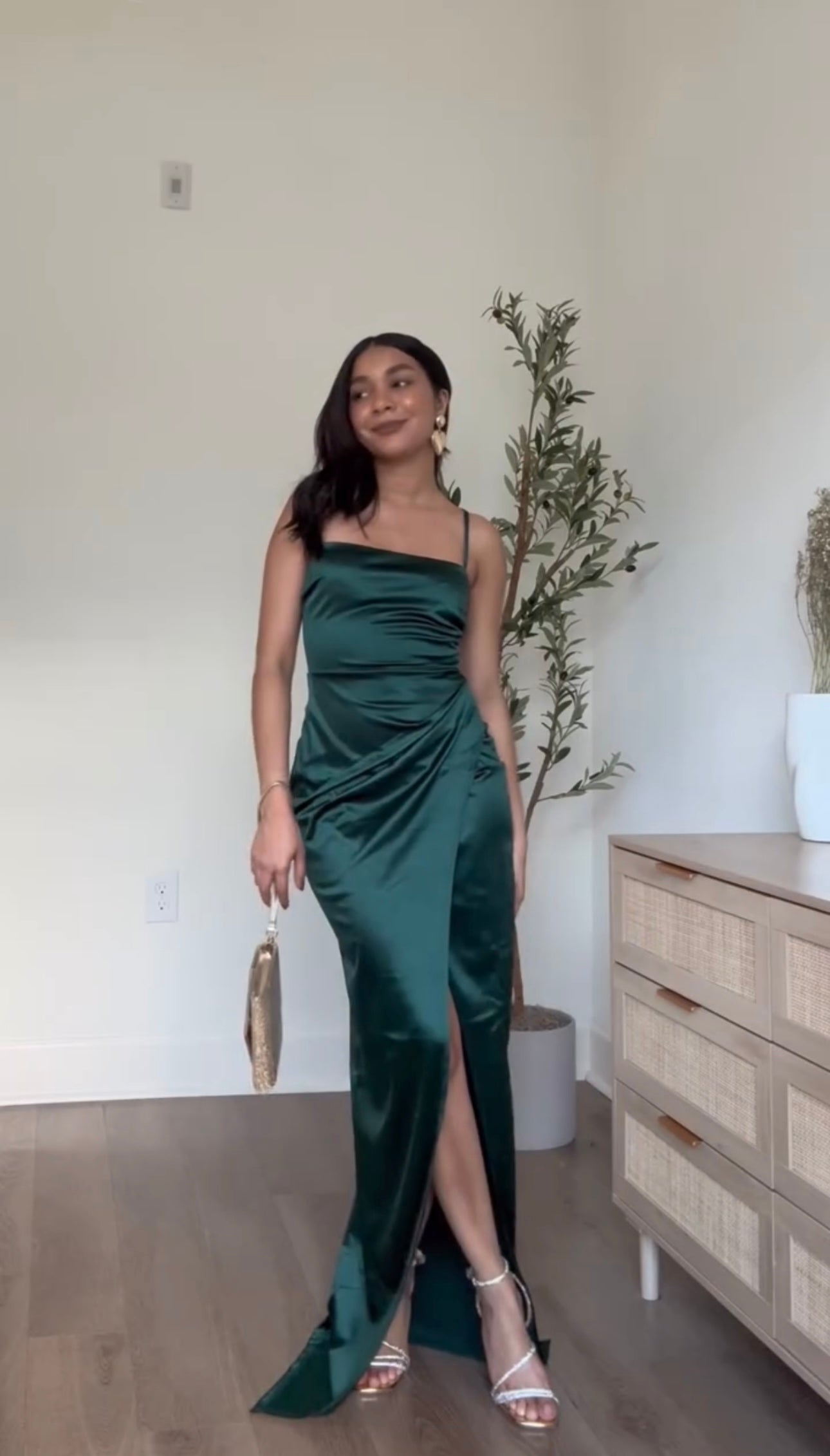 Green Satin Dress